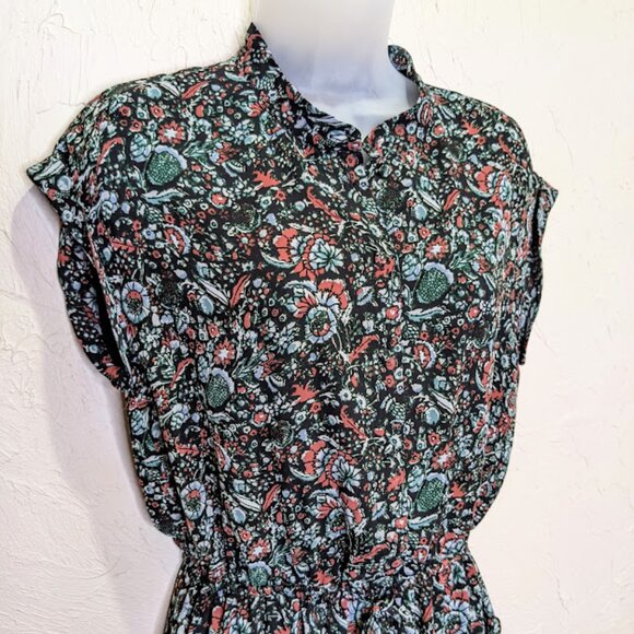 Rebecca Minkoff Tiered Floral Dress Womens S Ollie Dark Romantic Mini A Line - Picture 2 of 7